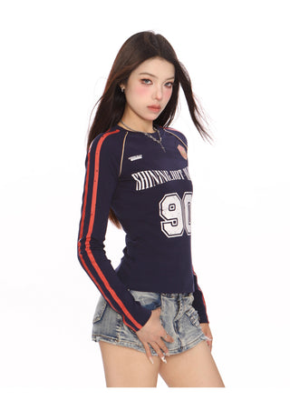 Retro raglan sporty slim top