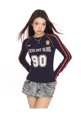 Retro raglan sporty slim top