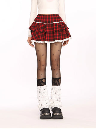 Plaid lace skirt