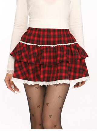 Plaid lace skirt