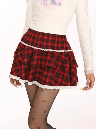 Plaid lace skirt