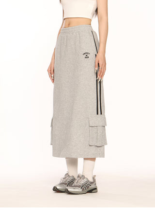 Stripe cargo sports style skirt