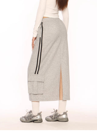 Stripe cargo sports style skirt