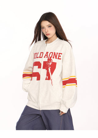 Retro contrast color sports jacket