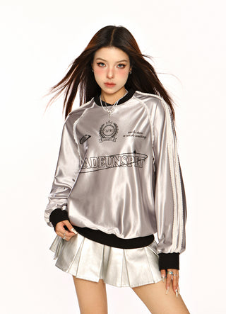 Metallic Stripe sporty sweatshirt