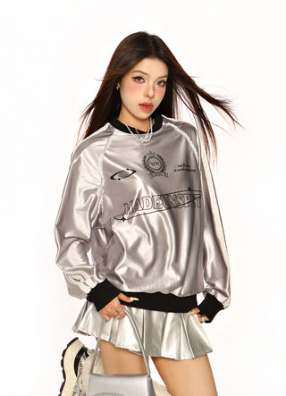 Metallic Stripe sporty sweatshirt