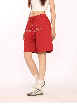 Letter embroidered shorts