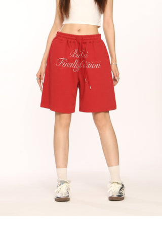 Letter embroidered shorts