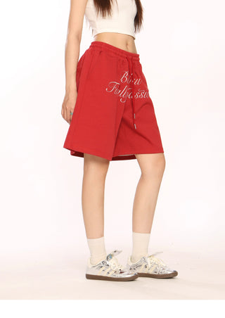 Letter embroidered shorts