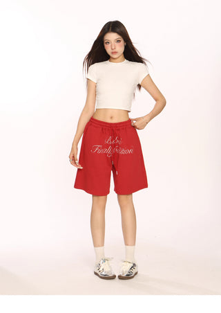 Letter embroidered shorts