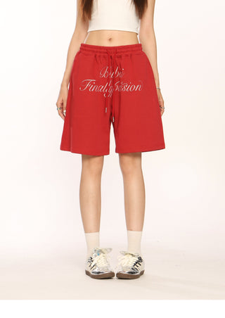 Letter embroidered shorts