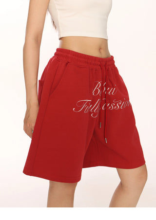 Letter embroidered shorts