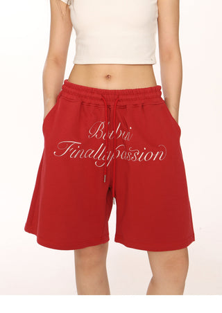 Letter embroidered shorts