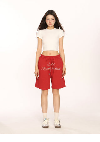 Letter embroidered shorts