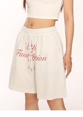 Letter embroidered shorts