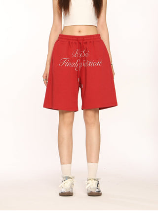 Letter embroidered shorts