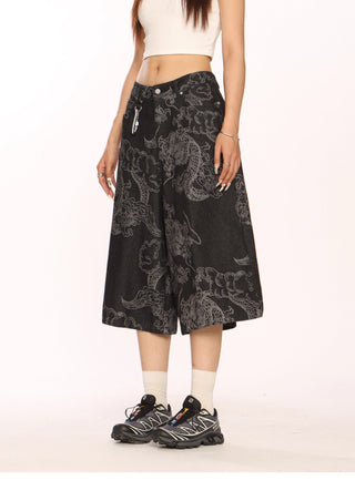 Dragon graphic washed jorts