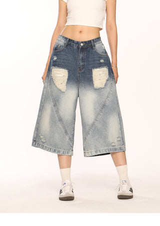 Retro washed ripped jorts