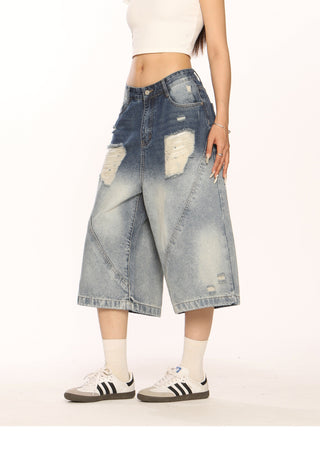 Retro washed ripped jorts