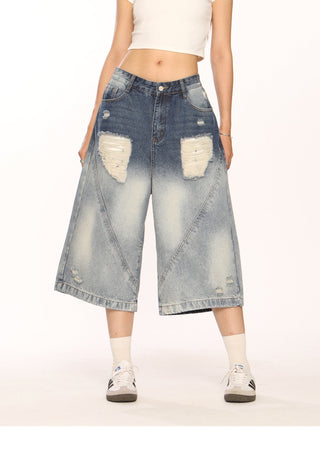 Retro washed ripped jorts