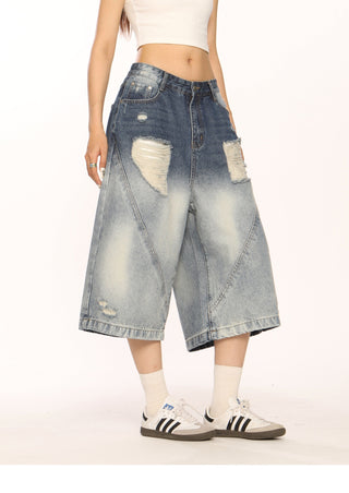 Retro washed ripped jorts