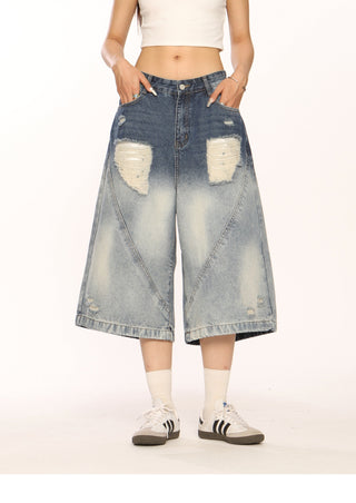 Retro washed ripped jorts