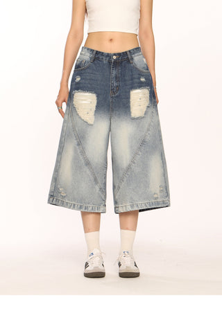 Retro washed ripped jorts