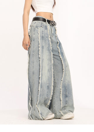 Raw edge deconstructed wide-leg Jeans