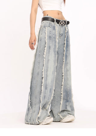 Raw edge deconstructed wide-leg Jeans