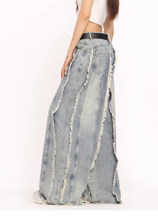 Raw edge deconstructed wide-leg Jeans