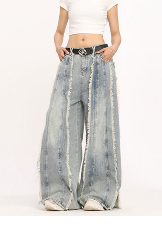 Raw edge deconstructed wide-leg Jeans