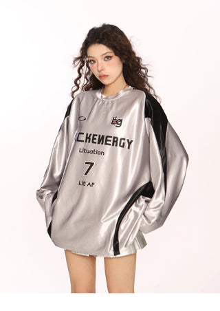 Metallic sporty graphic Jersey