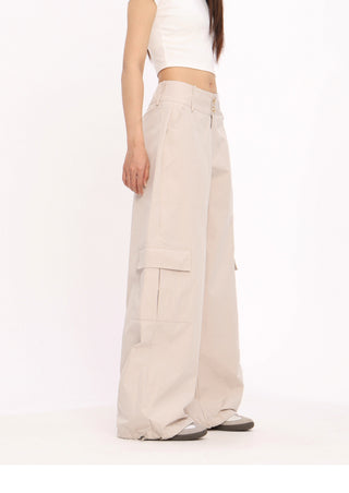 Wide-leg loose cargo trousers