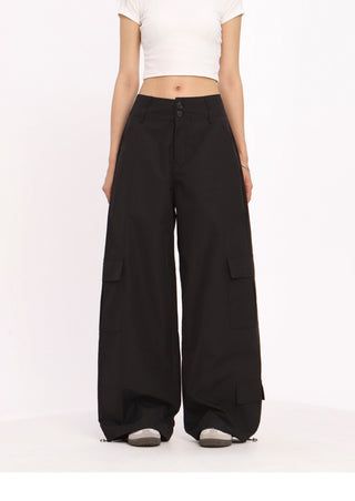 Wide-leg loose cargo trousers