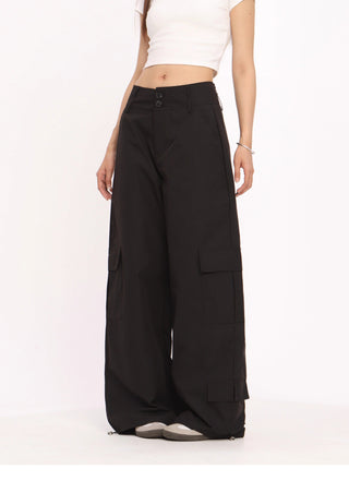 Wide-leg loose cargo trousers