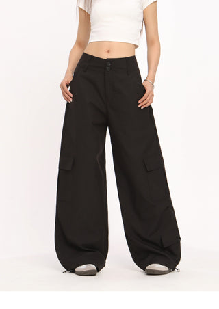 Wide-leg loose cargo trousers