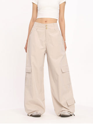 Wide-leg loose cargo trousers