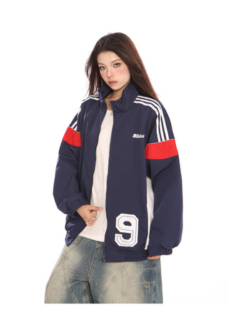 Sporty graphic stripe ovrsized jacket