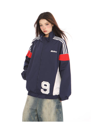 Sporty graphic stripe ovrsized jacket