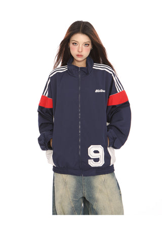 Sporty graphic stripe ovrsized jacket