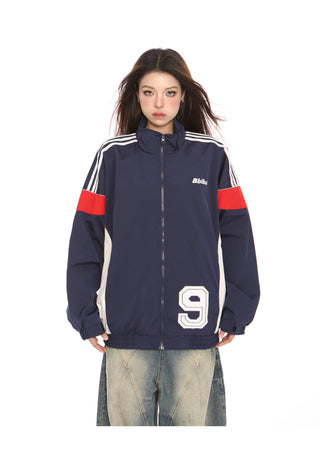 Sporty graphic stripe ovrsized jacket