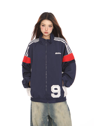 Sporty graphic stripe ovrsized jacket