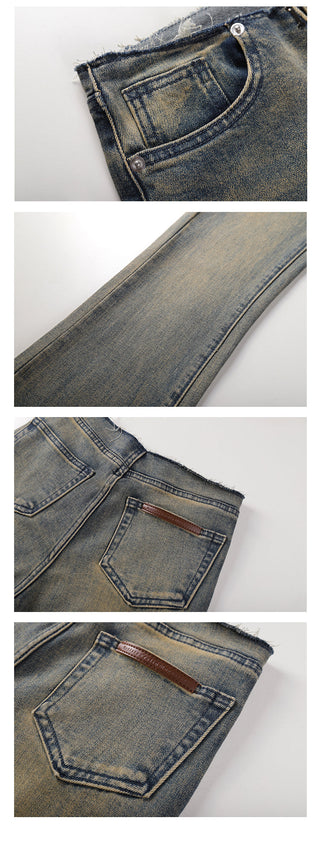 Distressed flared jeans