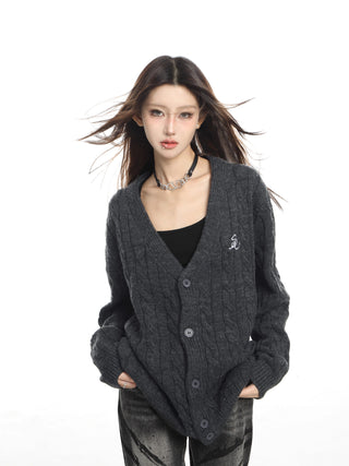 Twist knitted oversized cardigan