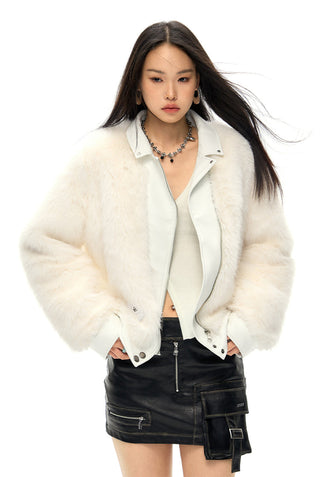 [NAWS] Leather Lapel Fur Jacket