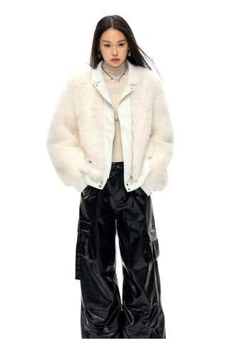 [NAWS] Leather Lapel Fur Jacket