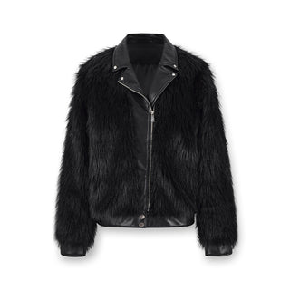 [NAWS] Leather Lapel Fur Jacket