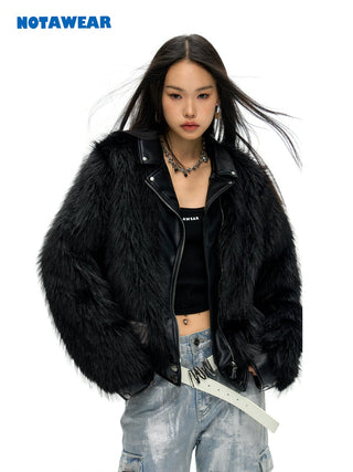 [NAWS] Leather Lapel Fur Jacket