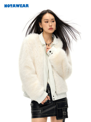 [NAWS] Leather Lapel Fur Jacket