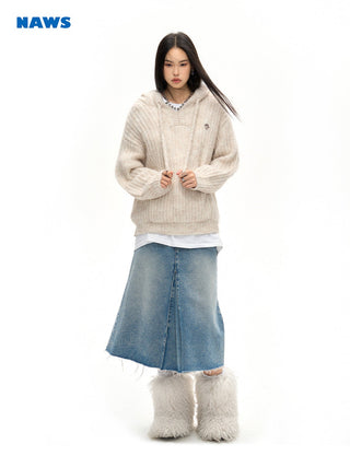 [NAWS] Raw edge denim skirt